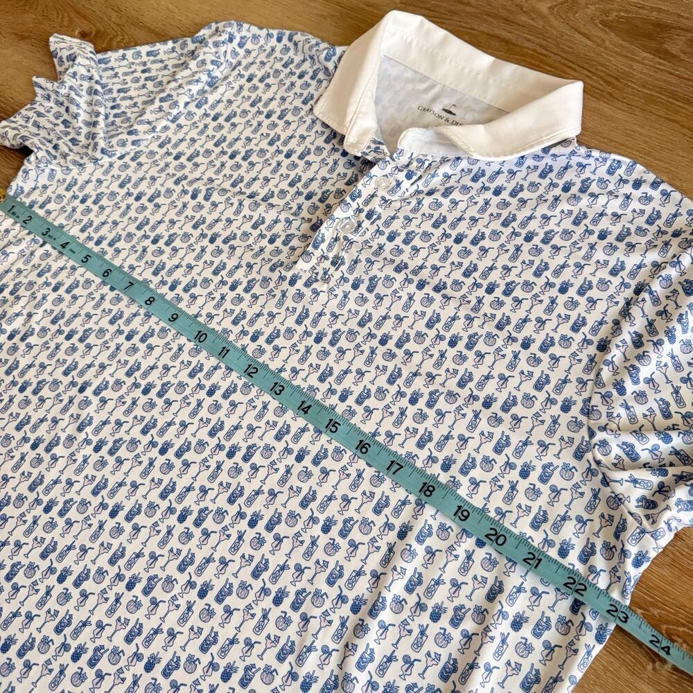 Grayson & Dunn Golf Polo Shirt Mens Large COCKTAILS DRINKS Large All Over Print - Picture 7 of 9